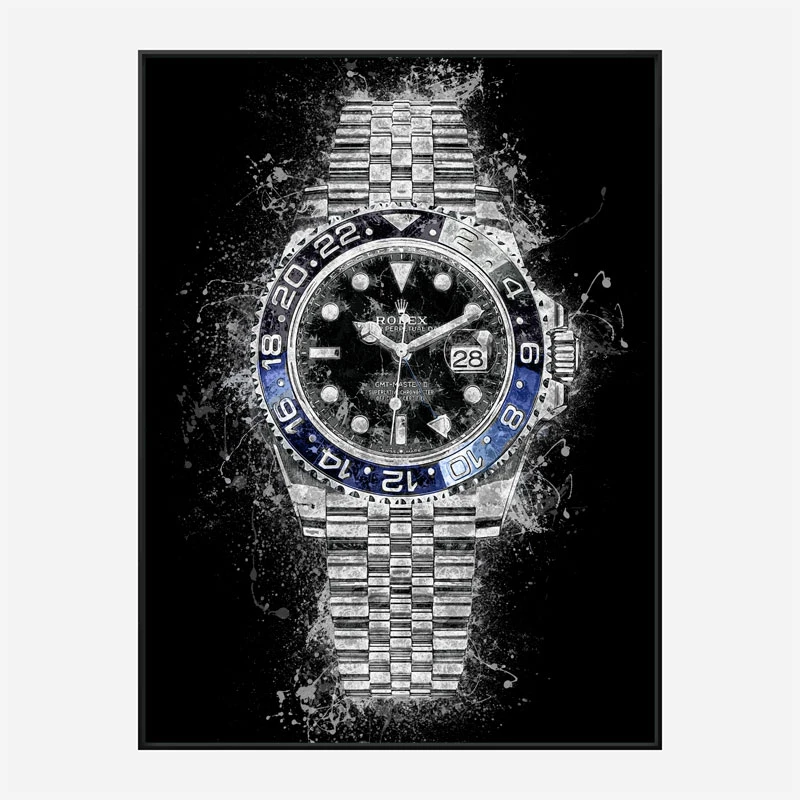 Rolex Batman On Black Abstract Art Print