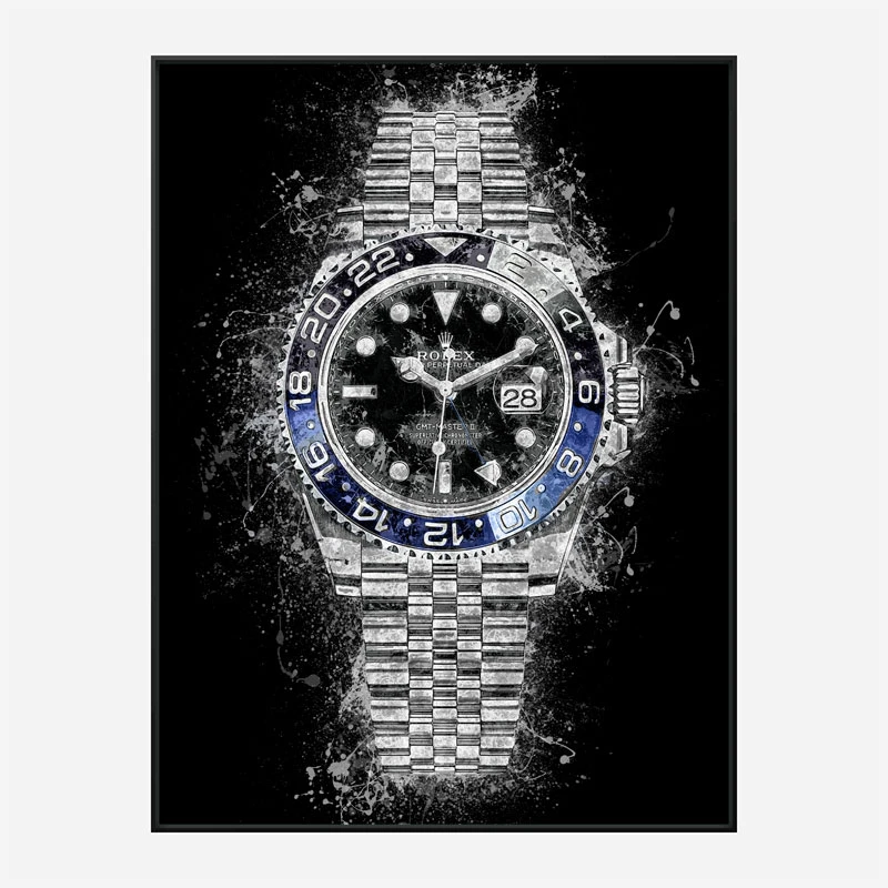Rolex Batman On Black Abstract Art Print