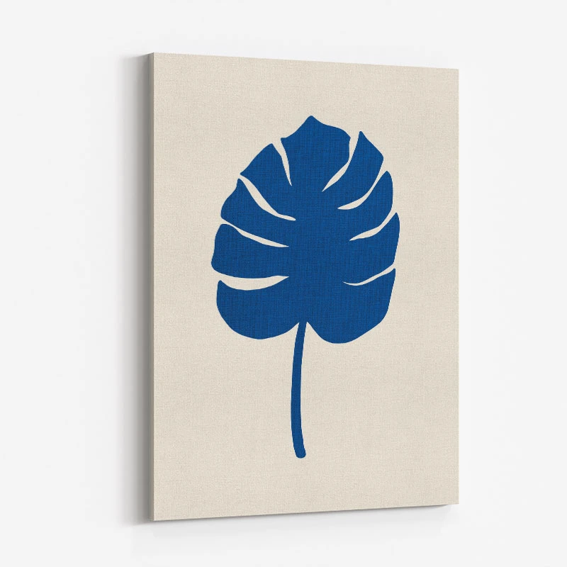 Monstera Canvas Blue Wall Art Print