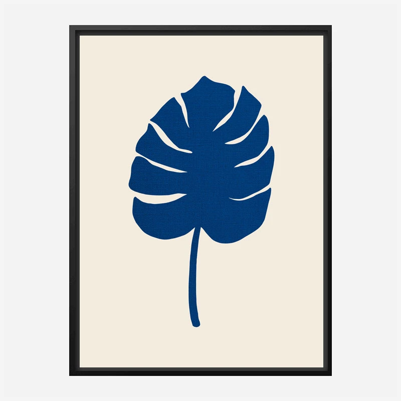 Monstera Canvas Blue Wall Art Print