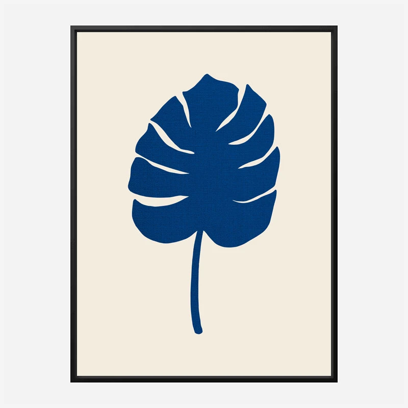 Monstera Canvas Blue Wall Art Print