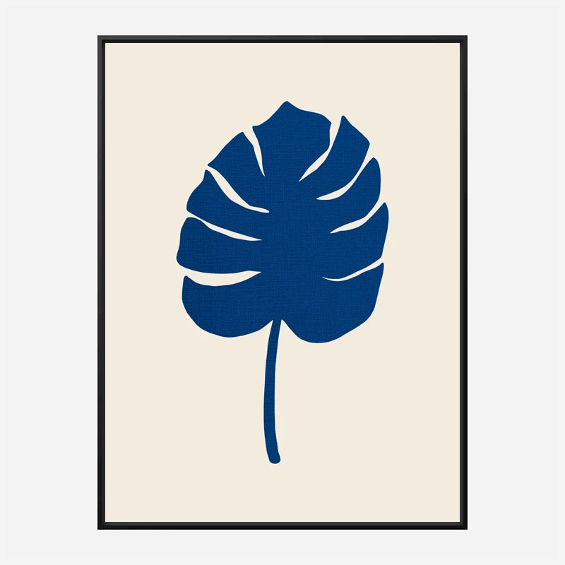 Monstera Canvas Blue Wall Art Print