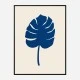 Monstera Canvas Blue Wall Art Print