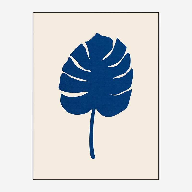 Monstera Canvas Blue Wall Art Print