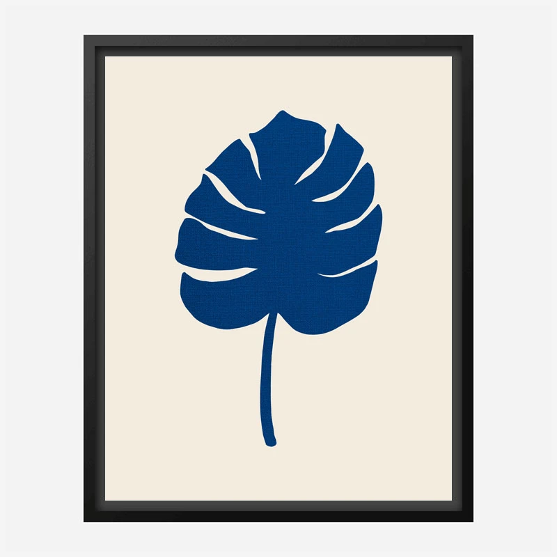 Monstera Canvas Blue Wall Art Print
