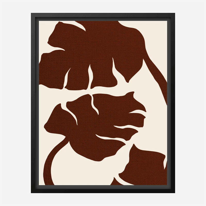 Monstera Canvas Brown Wall Art Print