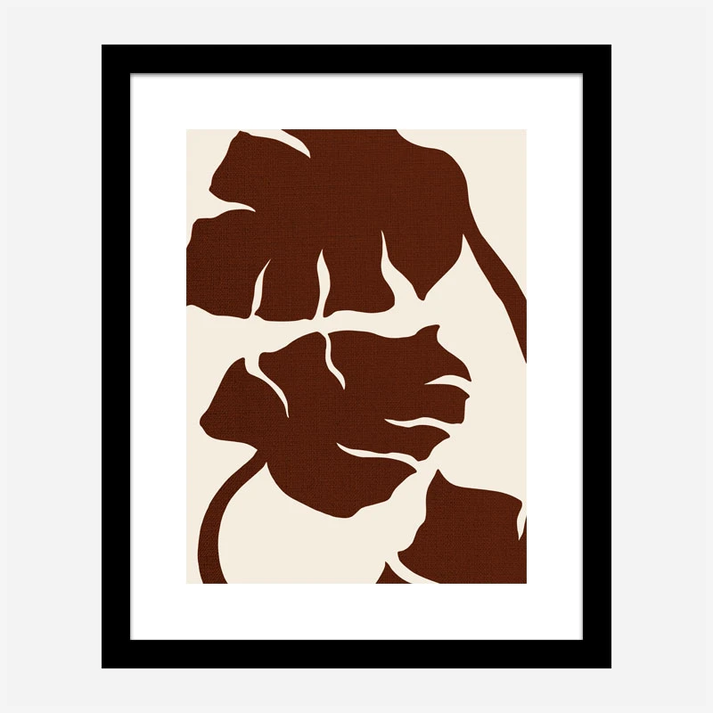 Monstera Canvas Brown Wall Art Print