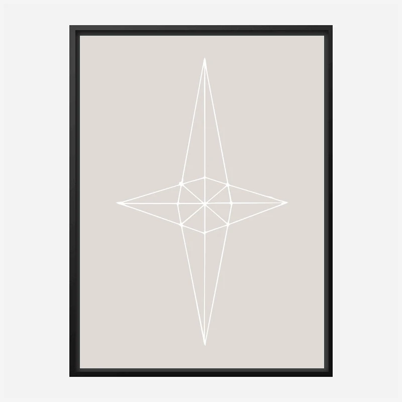Grid Star Grey Wall Art Print