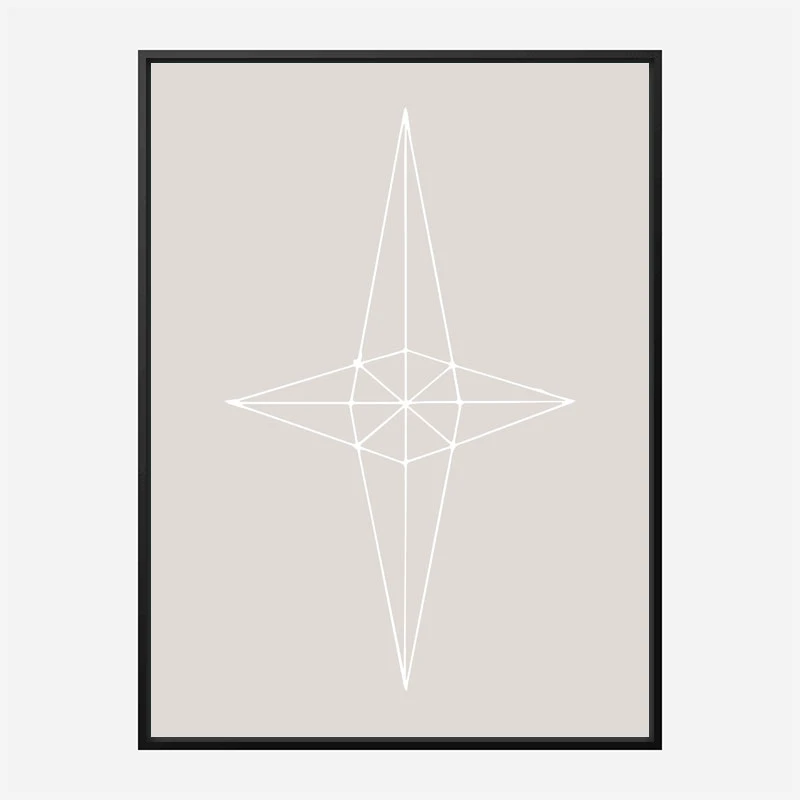 Grid Star Grey Wall Art Print