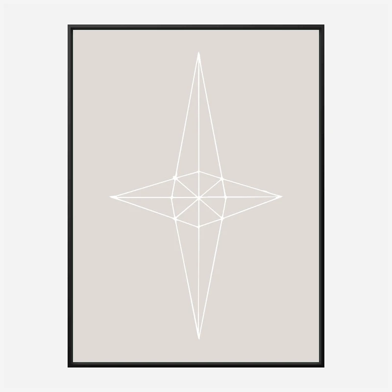 Grid Star Grey Wall Art Print