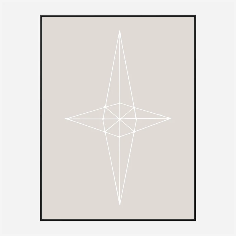 Grid Star Grey Wall Art Print