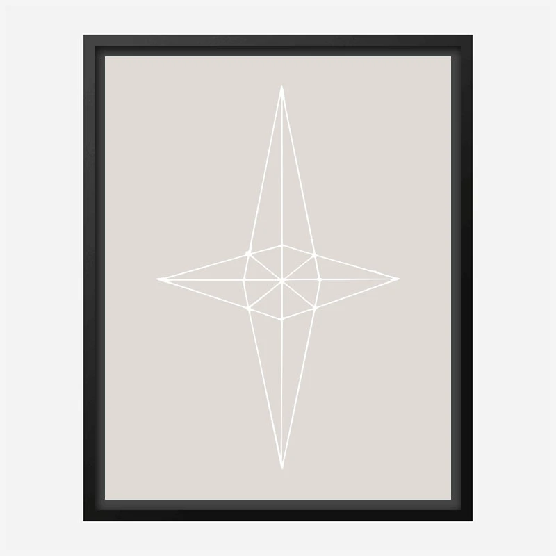 Grid Star Grey Wall Art Print