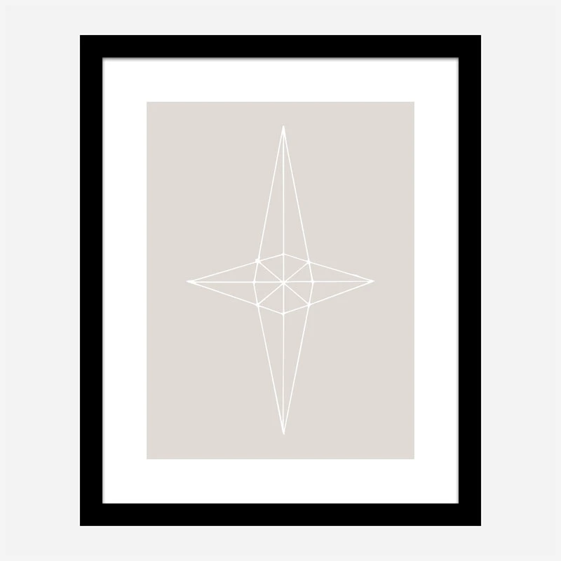Grid Star Grey Wall Art Print