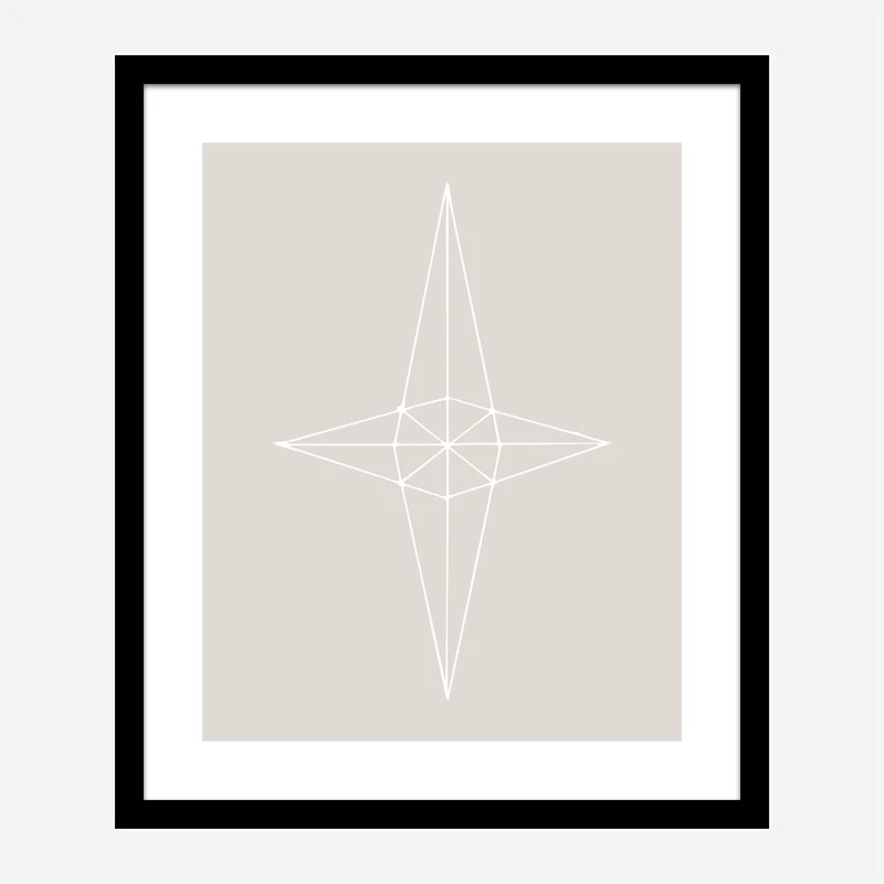 Grid Star Grey Wall Art Print