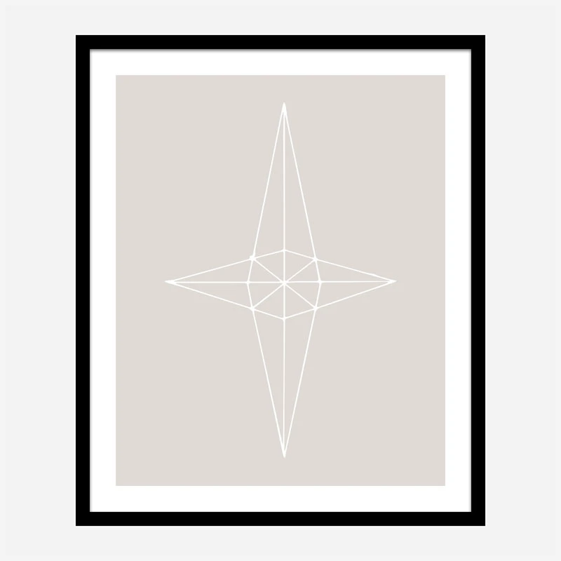 Grid Star Grey Wall Art Print