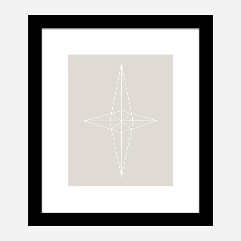 Grid Star Grey Wall Art Print