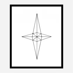 Grid Star White Wall Art Print