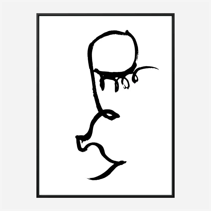 Half Face Black Wall Art Print