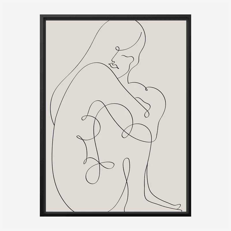 Woman Lines Black Wall Art Print