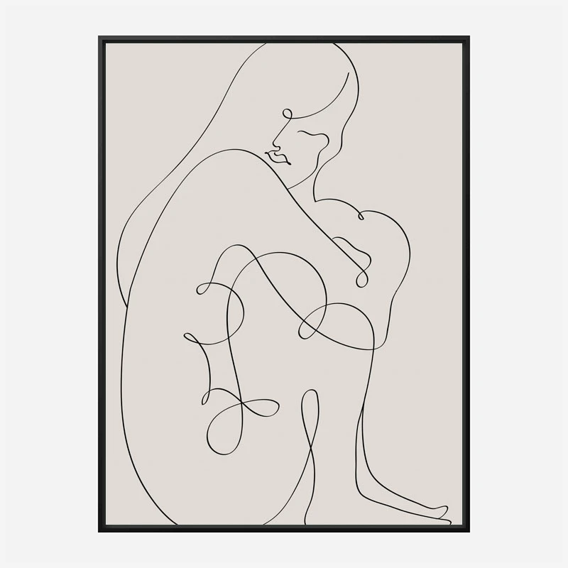 Woman Lines Black Wall Art Print