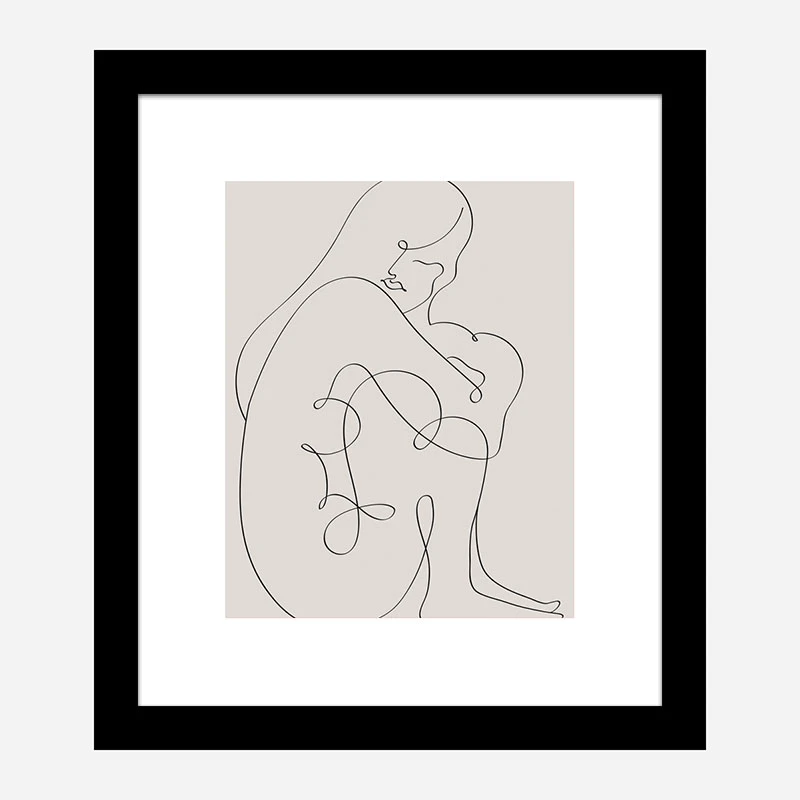 Woman Lines Black Wall Art Print