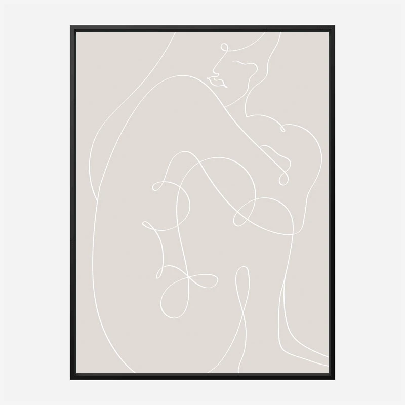 Woman Lines White Wall Art Print