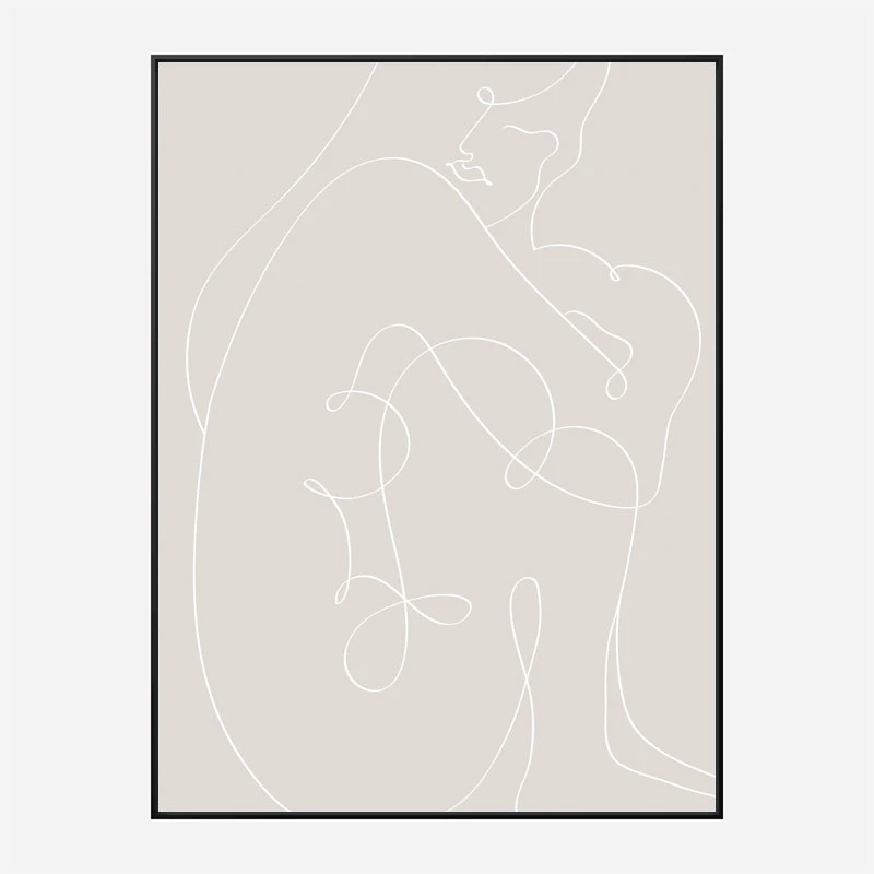 Woman Lines White Wall Art Print