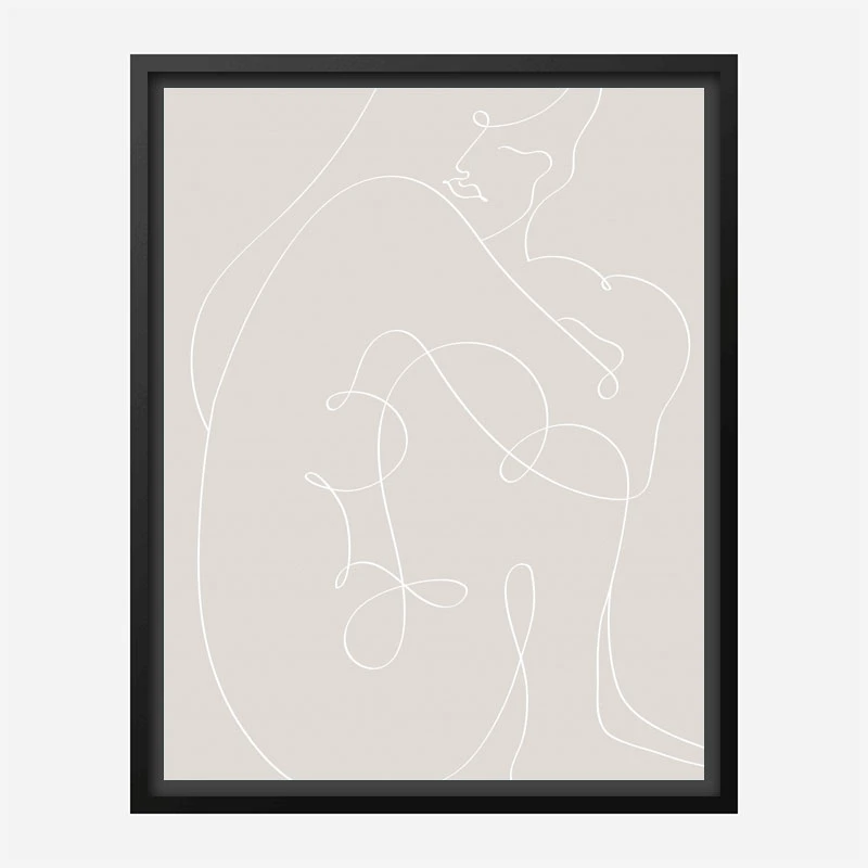 Woman Lines White Wall Art Print