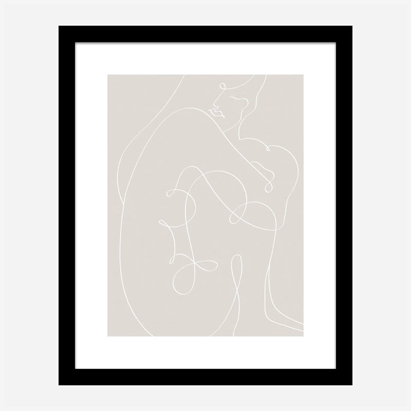 Woman Lines White Wall Art Print