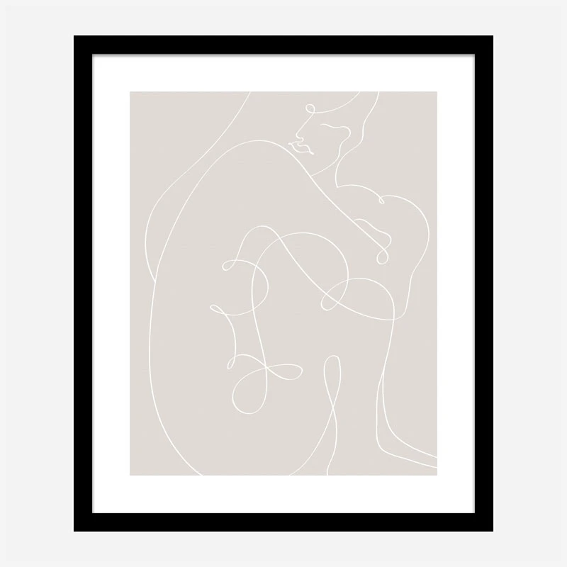 Woman Lines White Wall Art Print