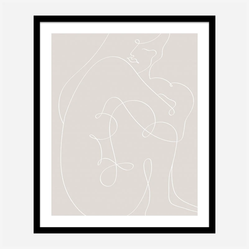 Woman Lines White Wall Art Print