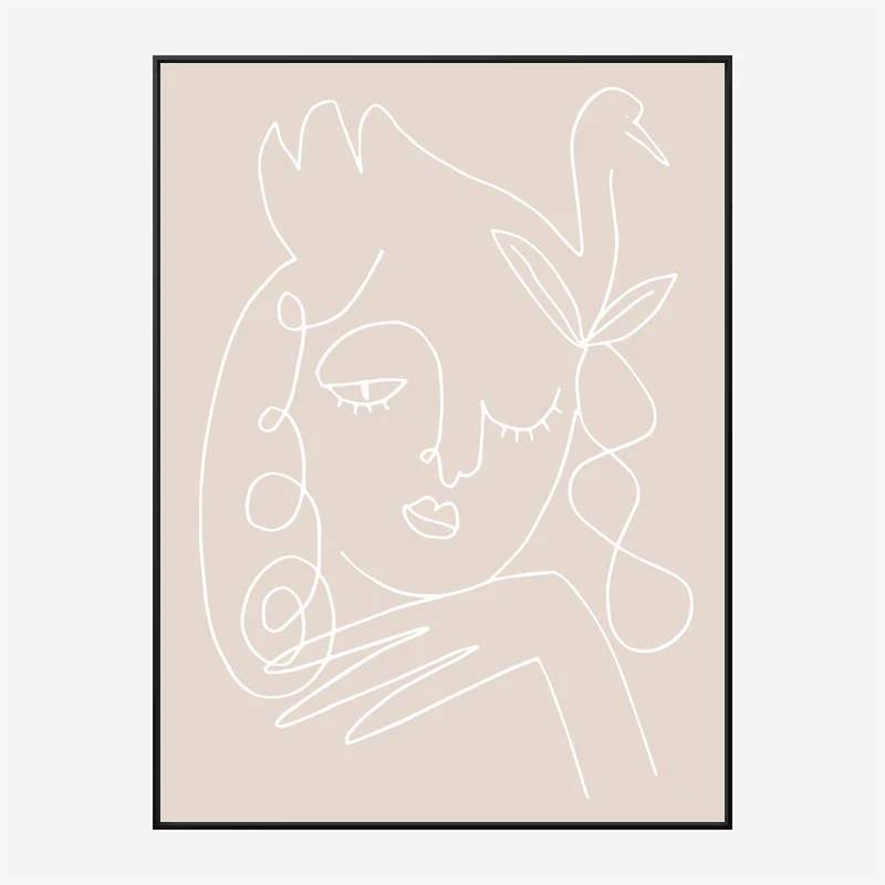 The Swan Beige Wall Art Print