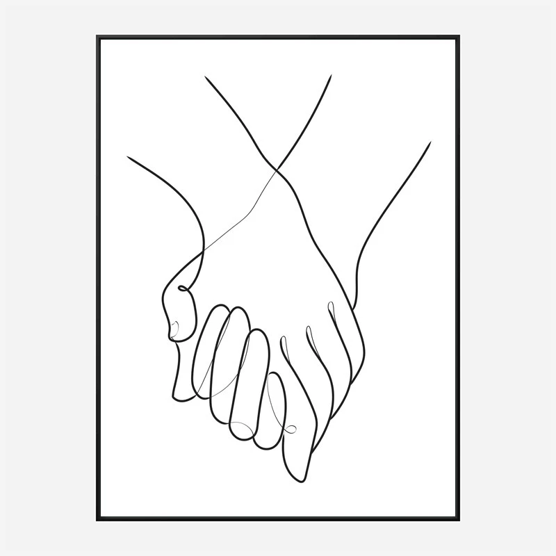 Holding Hands Lines Wall Art Print