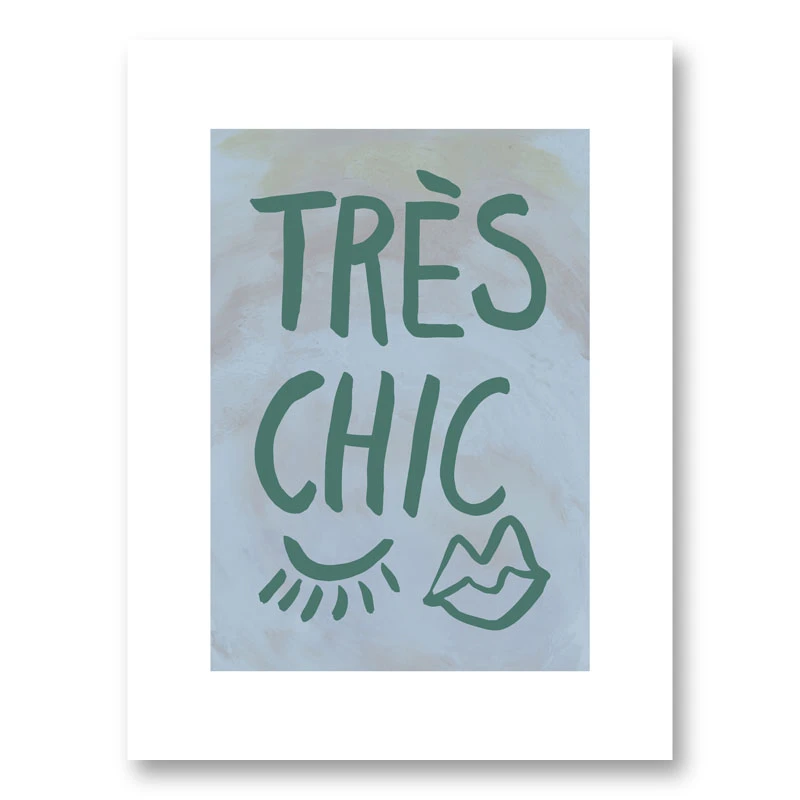 Tres Chic Blue Large Border Wall Art Print