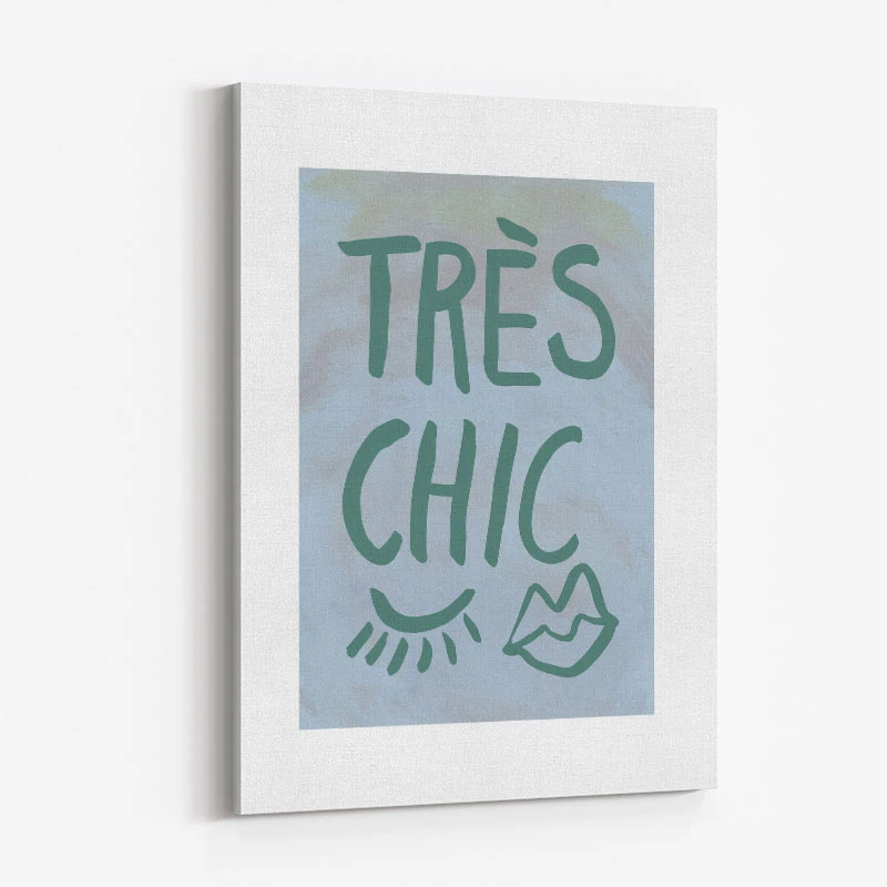 Tres Chic Blue Large Border Wall Art Print