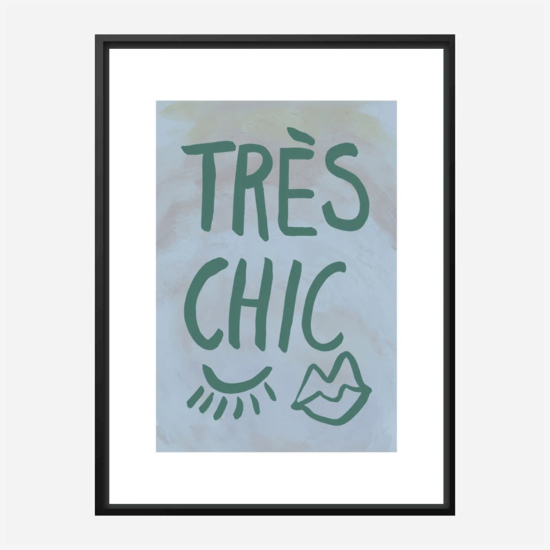 Tres Chic Blue Large Border Wall Art Print
