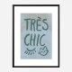 Tres Chic Blue Large Border Wall Art Print