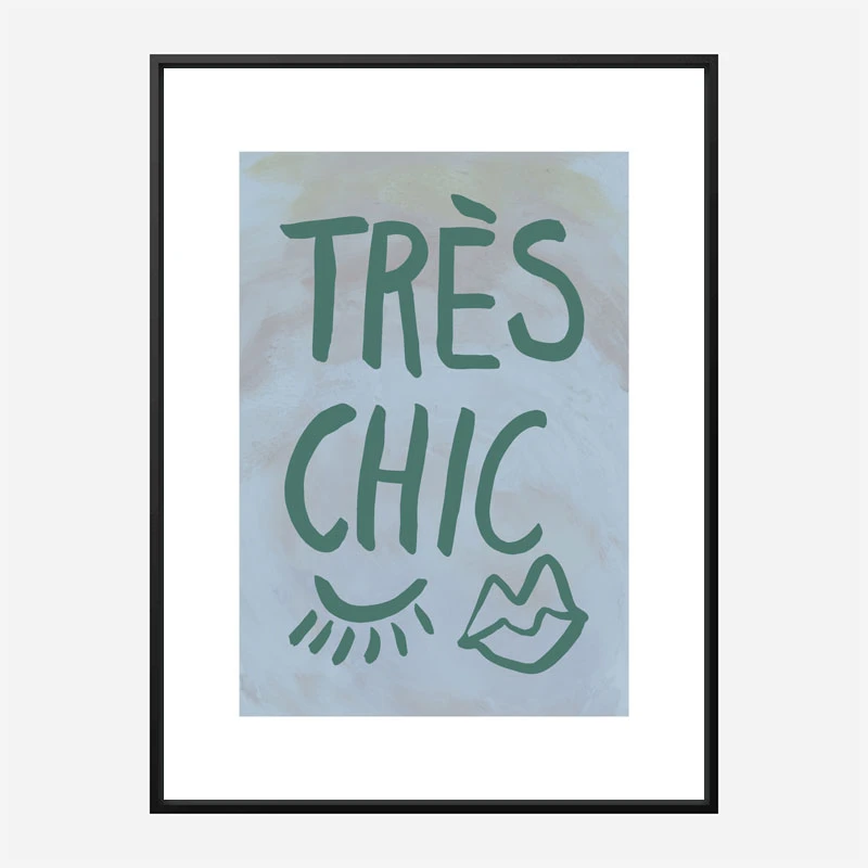 Tres Chic Blue Large Border Wall Art Print