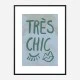 Tres Chic Blue Large Border Wall Art Print