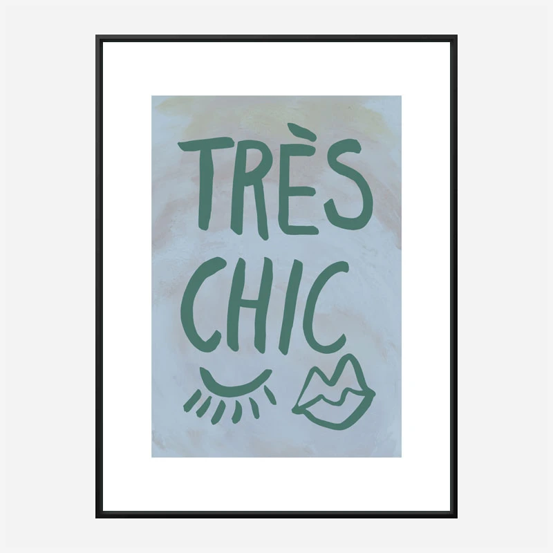 Tres Chic Blue Large Border Wall Art Print