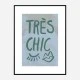 Tres Chic Blue Large Border Wall Art Print