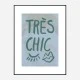 Tres Chic Blue Large Border Wall Art Print