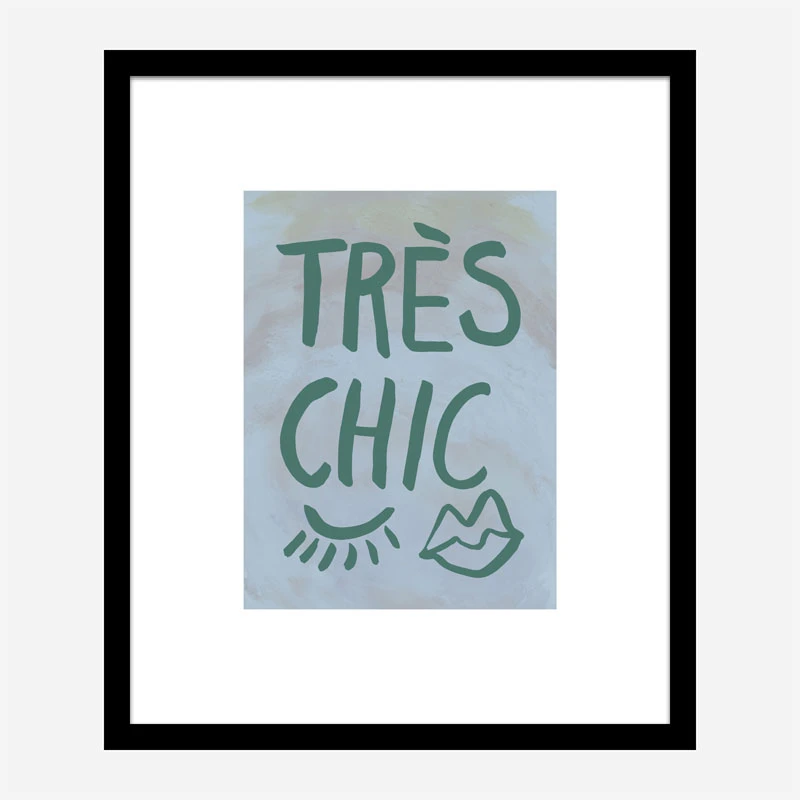 Tres Chic Blue Large Border Wall Art Print