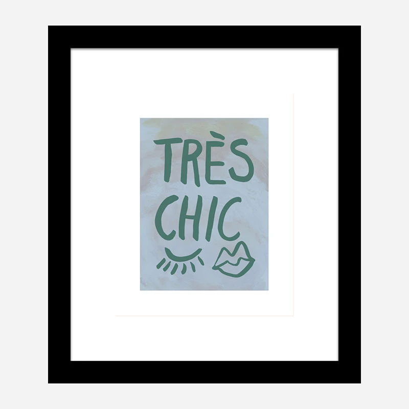 Tres Chic Blue Large Border Wall Art Print