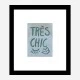 Tres Chic Blue Large Border Wall Art Print