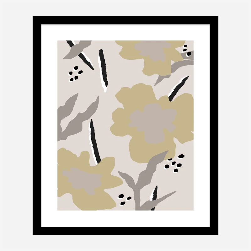 Beige Flowers Wall Art Print