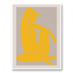 Yellow Figure Line Art Print
