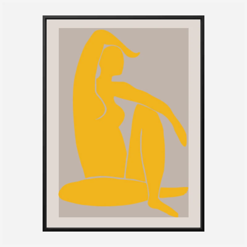 Yellow Figure Line Art Print