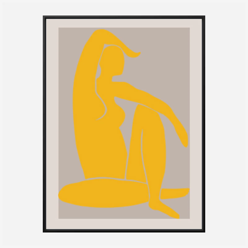 Yellow Figure Line Art Print
