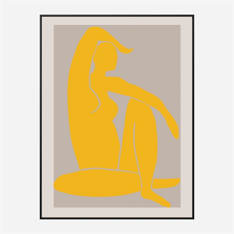 Yellow Figure Line Art Print